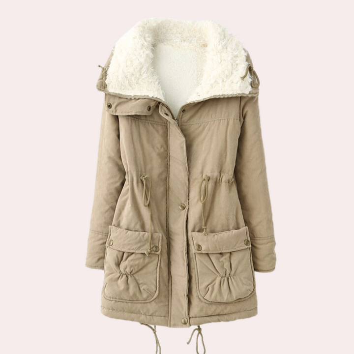 Comfortable Warm Women's Coat - Noelle-Khaki-XS-Nora Luxe