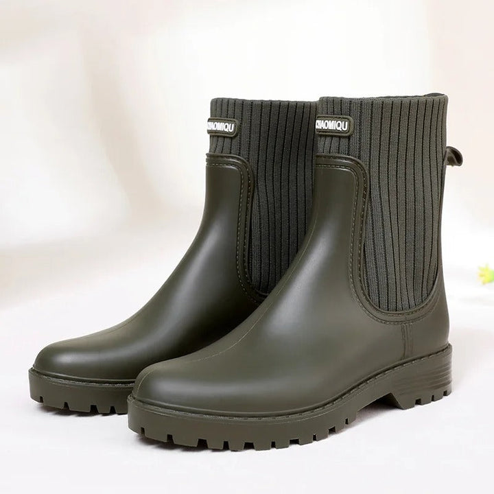 Comfortable Waterproof Ladies' Rain Boots - Livia Rain Luxe-Green-4.0-Nora Luxe
