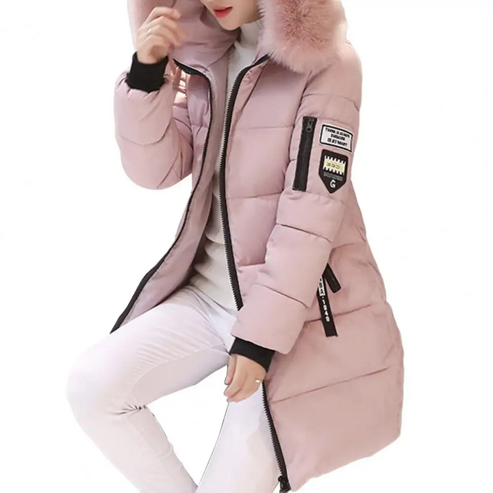 Comfortable Windproof Ladies Winter Jacket - Elinora-Pink-M-Nora Luxe