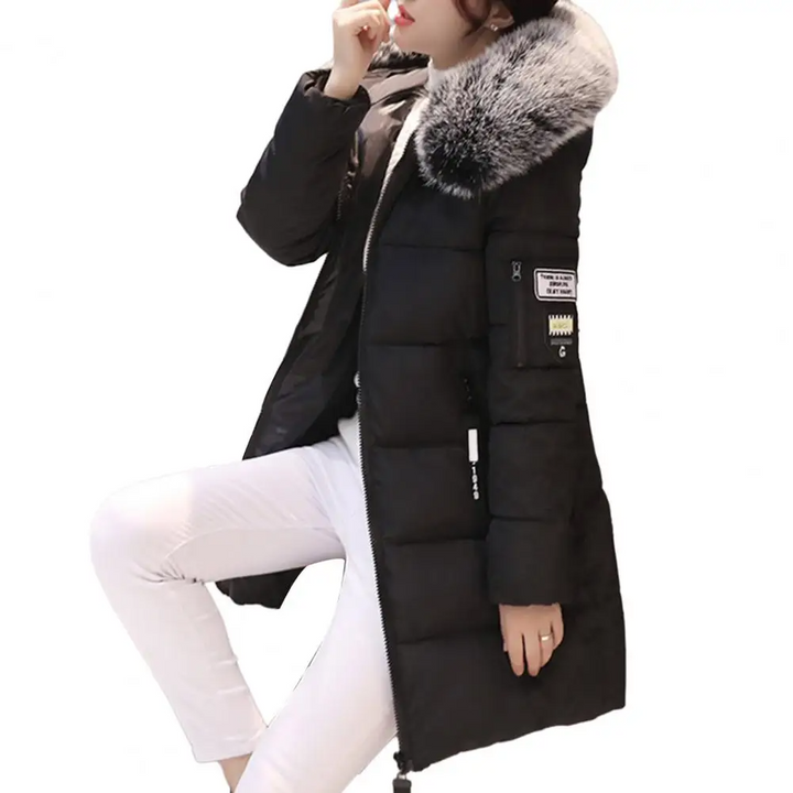 Comfortable Windproof Ladies Winter Jacket - Elinora-White-M-Nora Luxe