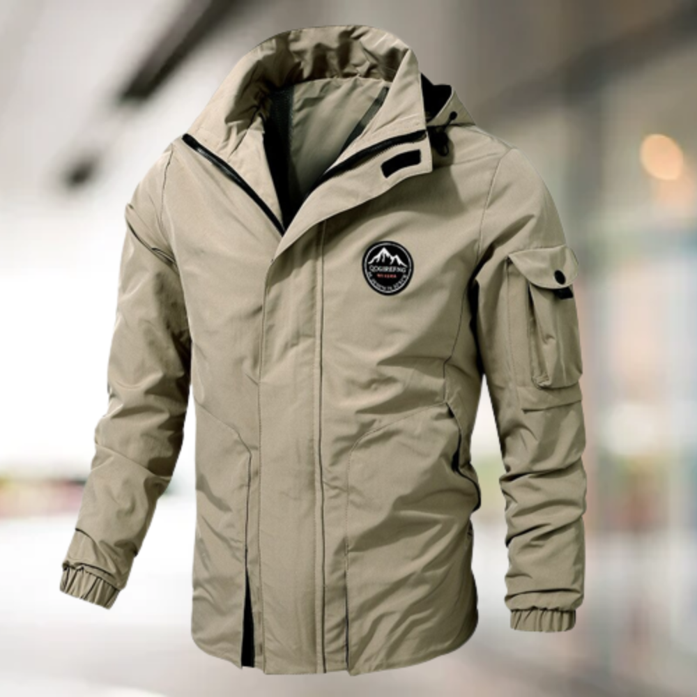 Comfortable Windproof Men's Bomber Jacket - Jasper-Khaki-M-Nora Luxe