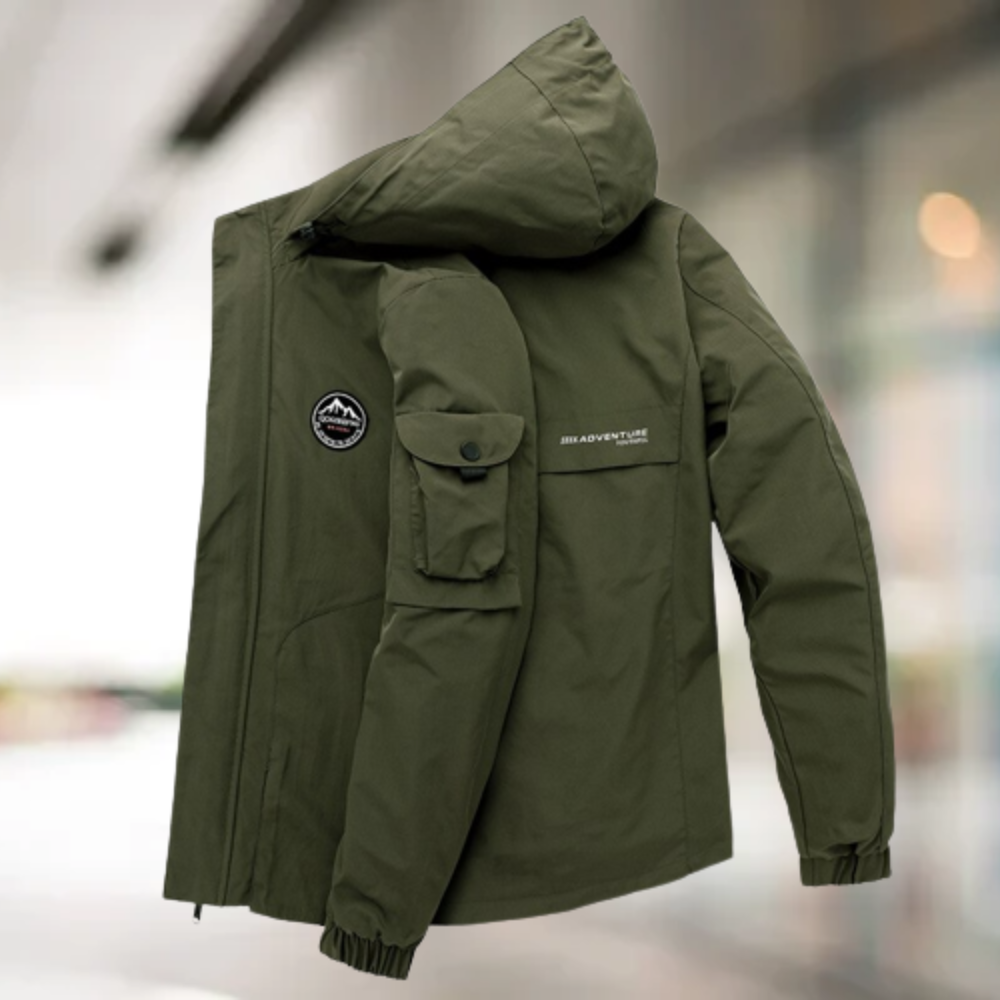 Comfortable Windproof Men's Bomber Jacket - Jasper-Olive Green-M-Nora Luxe