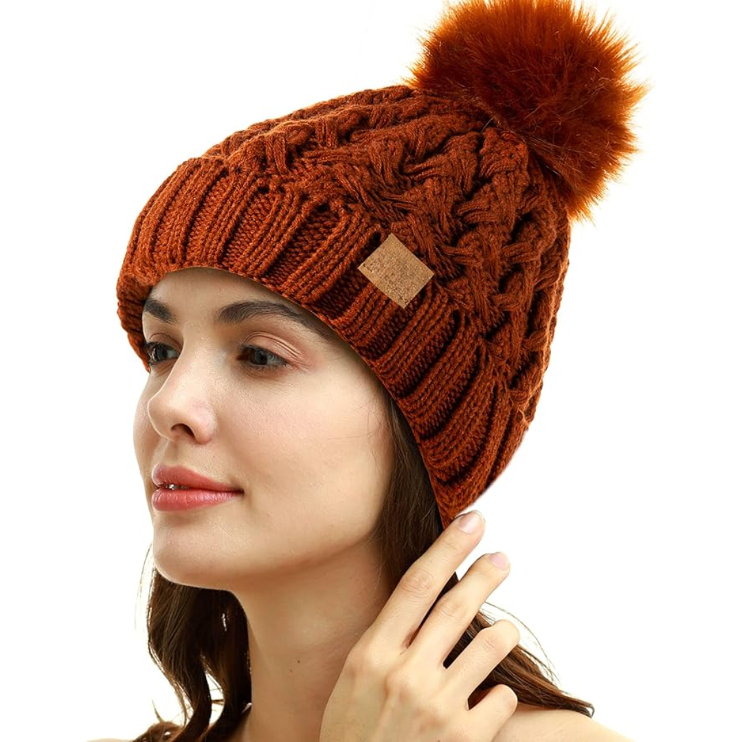 Comfortable Winter Pom Beanie - Yvonne-Brown-Nora Luxe
