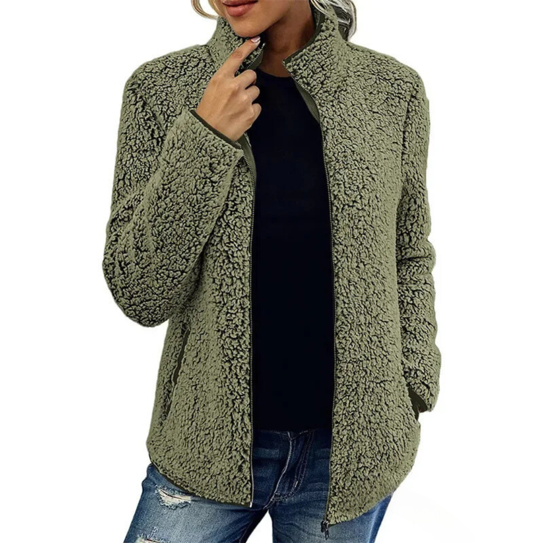 Comfortable Women's Fleece Vest - Petra-Olive Green-S-Nora Luxe