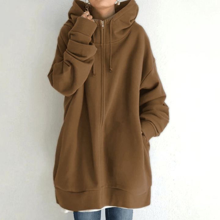Comfortable Women's Jacket with Hood - ComfyHood-Brown-S-Nora Luxe