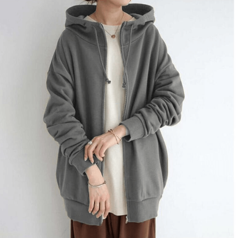 Comfortable Women's Jacket with Hood - ComfyHood-Gray-S-Nora Luxe