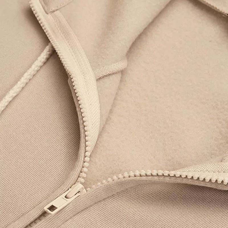 Comfortable Women's Jacket with Hood - ComfyHood-Khaki-S-Nora Luxe