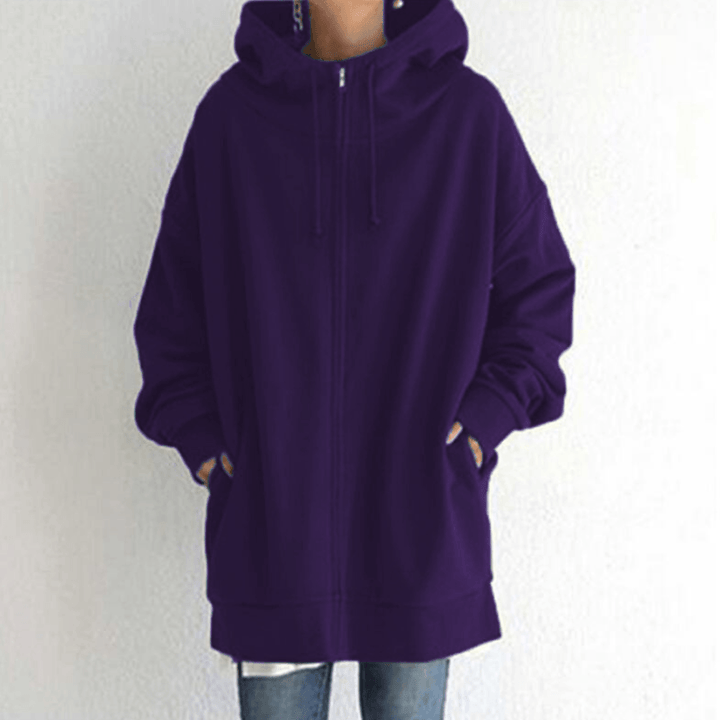 Comfortable Women's Jacket with Hood - ComfyHood-Purple-S-Nora Luxe