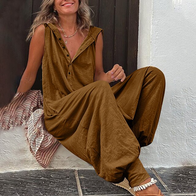 Comfortable Women's Jumpsuit – Nova-Brown-S-State of Style