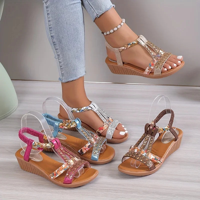 Comfortable Women's Orthopaedic Wedge Sandals with Soft Sole – Marla-Gold-3-Nora Luxe