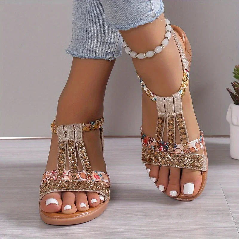 Comfortable Women's Orthopaedic Wedge Sandals with Soft Sole – Marla-Gold-3-Nora Luxe