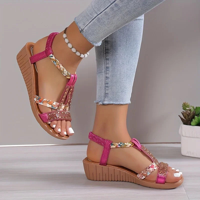 Comfortable Women's Orthopaedic Wedge Sandals with Soft Sole – Marla-Gold-3-Nora Luxe