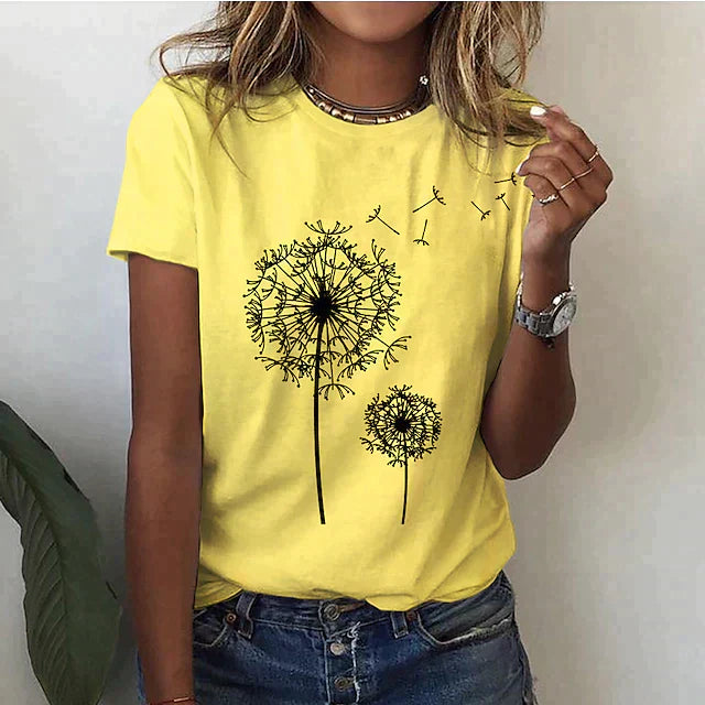 Comfortable women's t-shirt with round neck & soft fabric – Rhea-Yellow-2XS-Nora Luxe