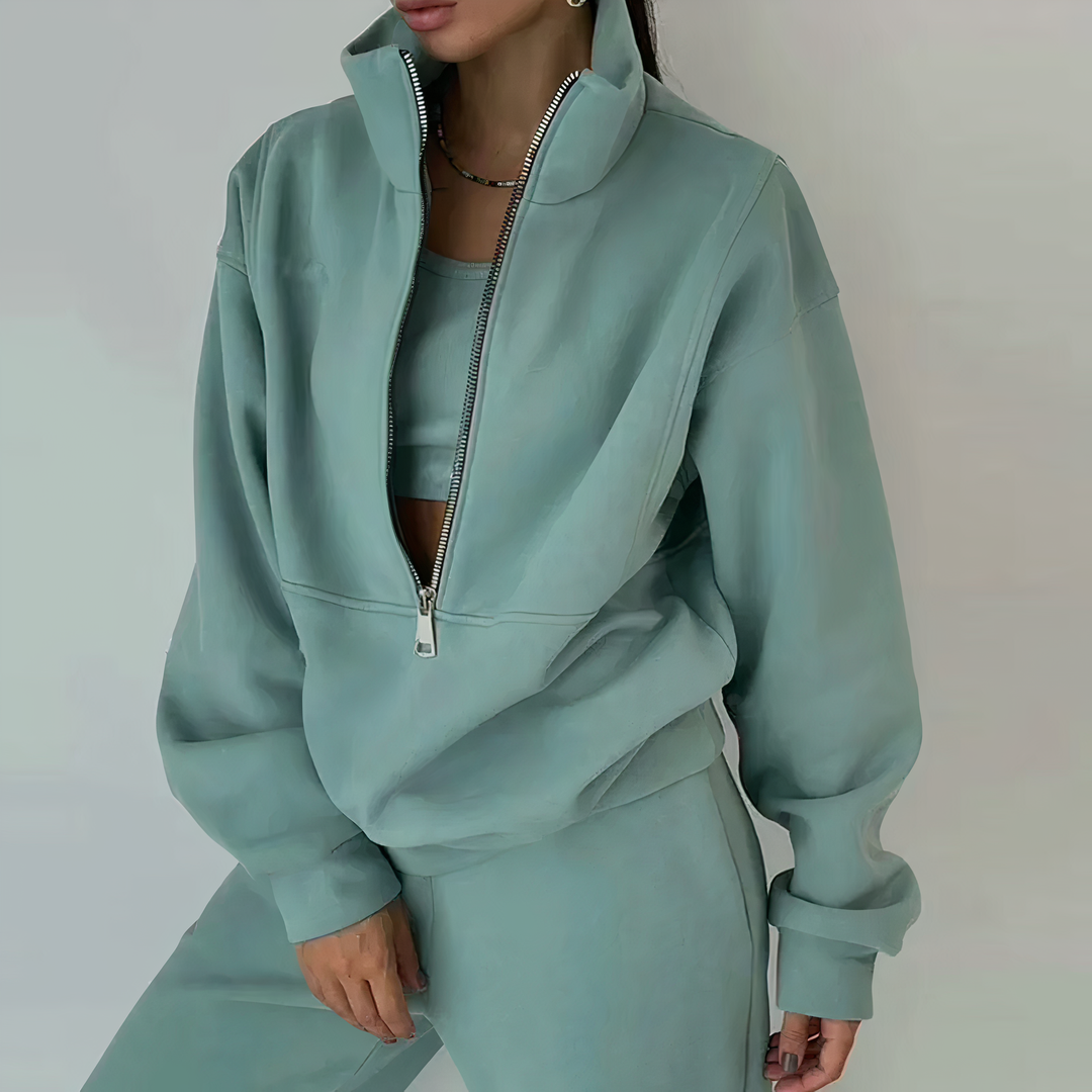Comfortable Women's Tracksuit - Ava-Green-S-Nora Luxe