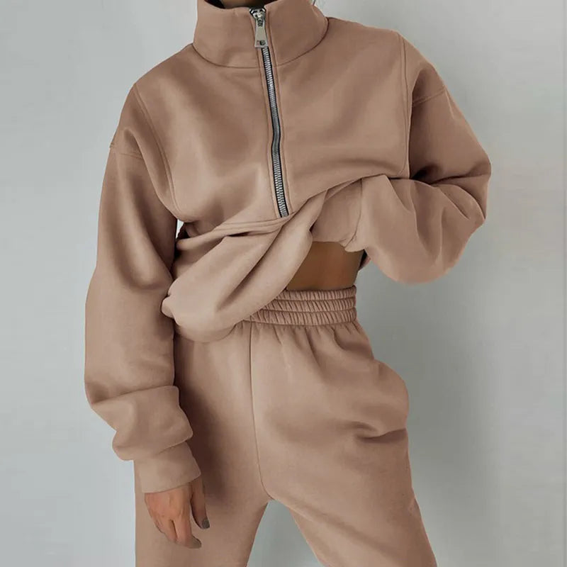 Comfortable Women's Tracksuit - Ava-Khaki-S-Nora Luxe