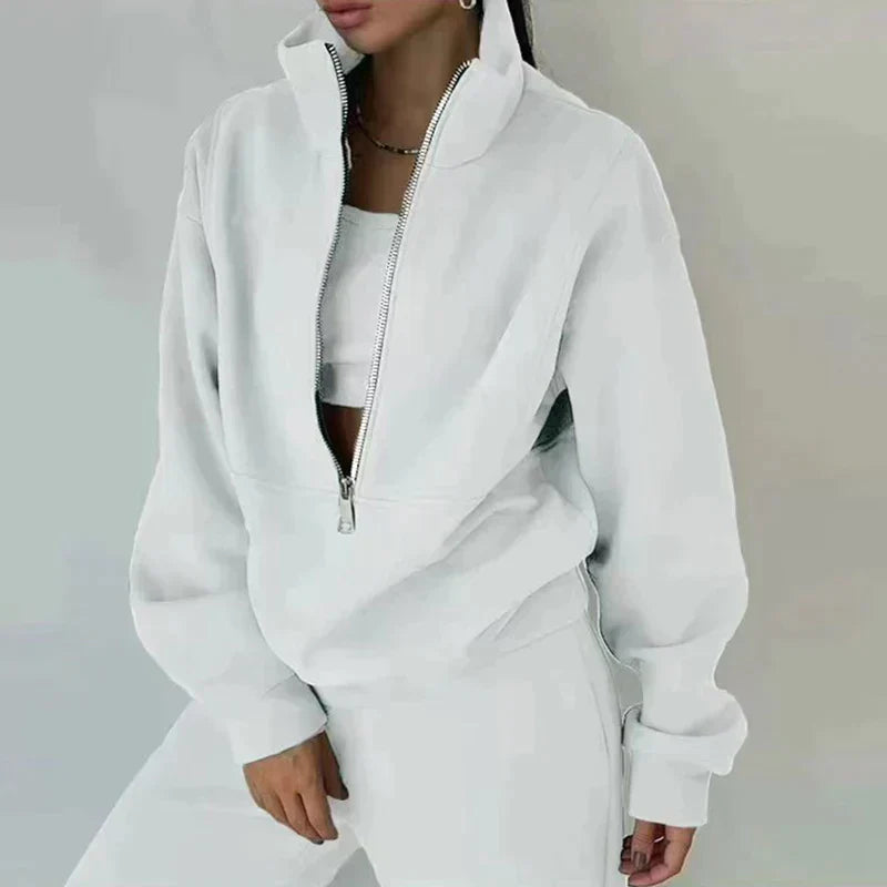 Comfortable Women's Tracksuit - Ava-White-S-Nora Luxe
