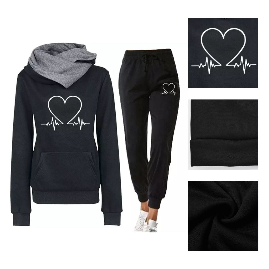 COMFORTABLE WOMEN'S TWO-PIECE TRACKSUIT - WARMFLEX™-Black-S-Nora Luxe