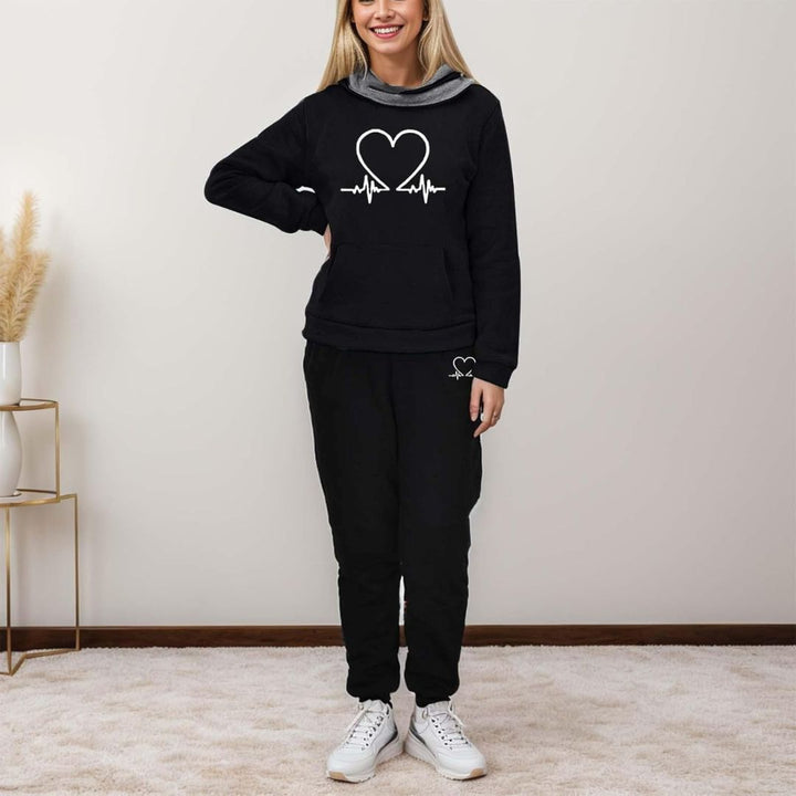 COMFORTABLE WOMEN'S TWO-PIECE TRACKSUIT - WARMFLEX™-Black-S-Nora Luxe