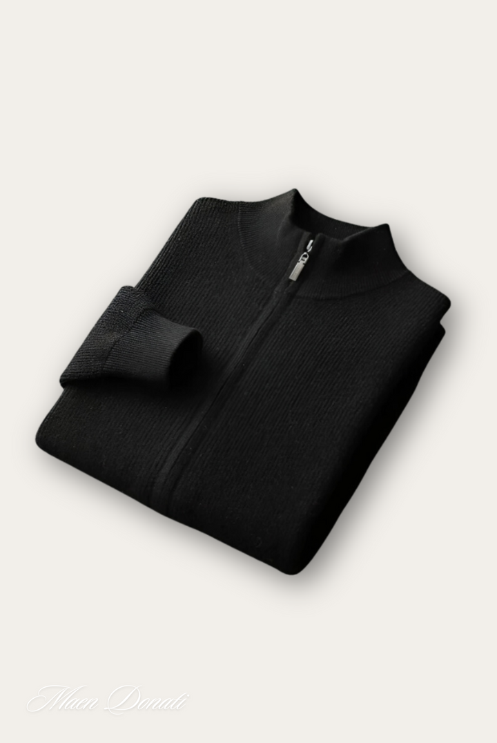 Comfortable Wool Men's Cardigan - Elias-Black-S-Nora Luxe