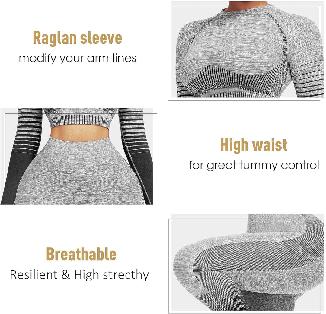 Comfortable Yoga Set - SparkFit-Long Sleeve Black-S-Nora Luxe