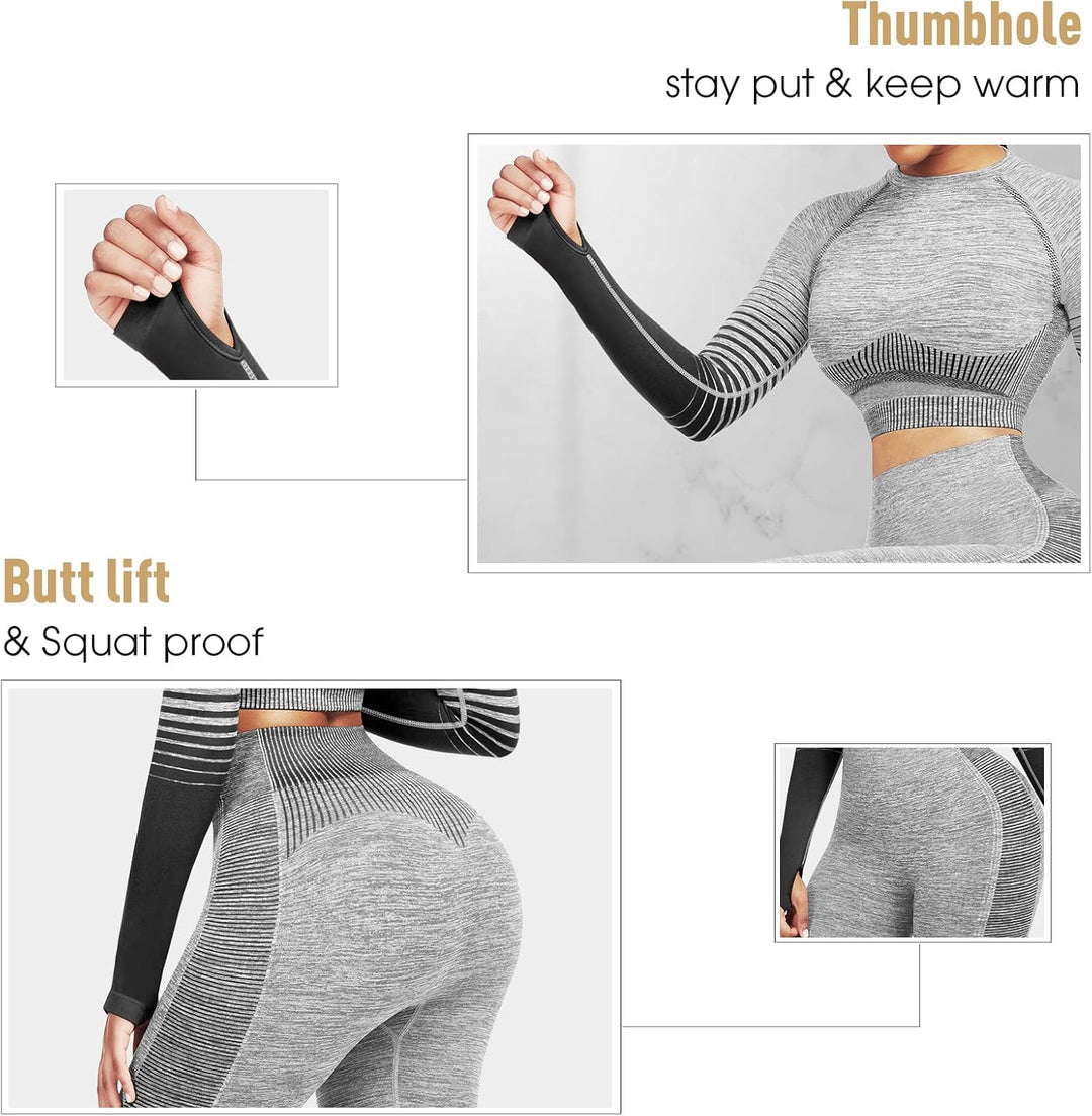 Comfortable Yoga Set - SparkFit-Long Sleeve Black-S-Nora Luxe