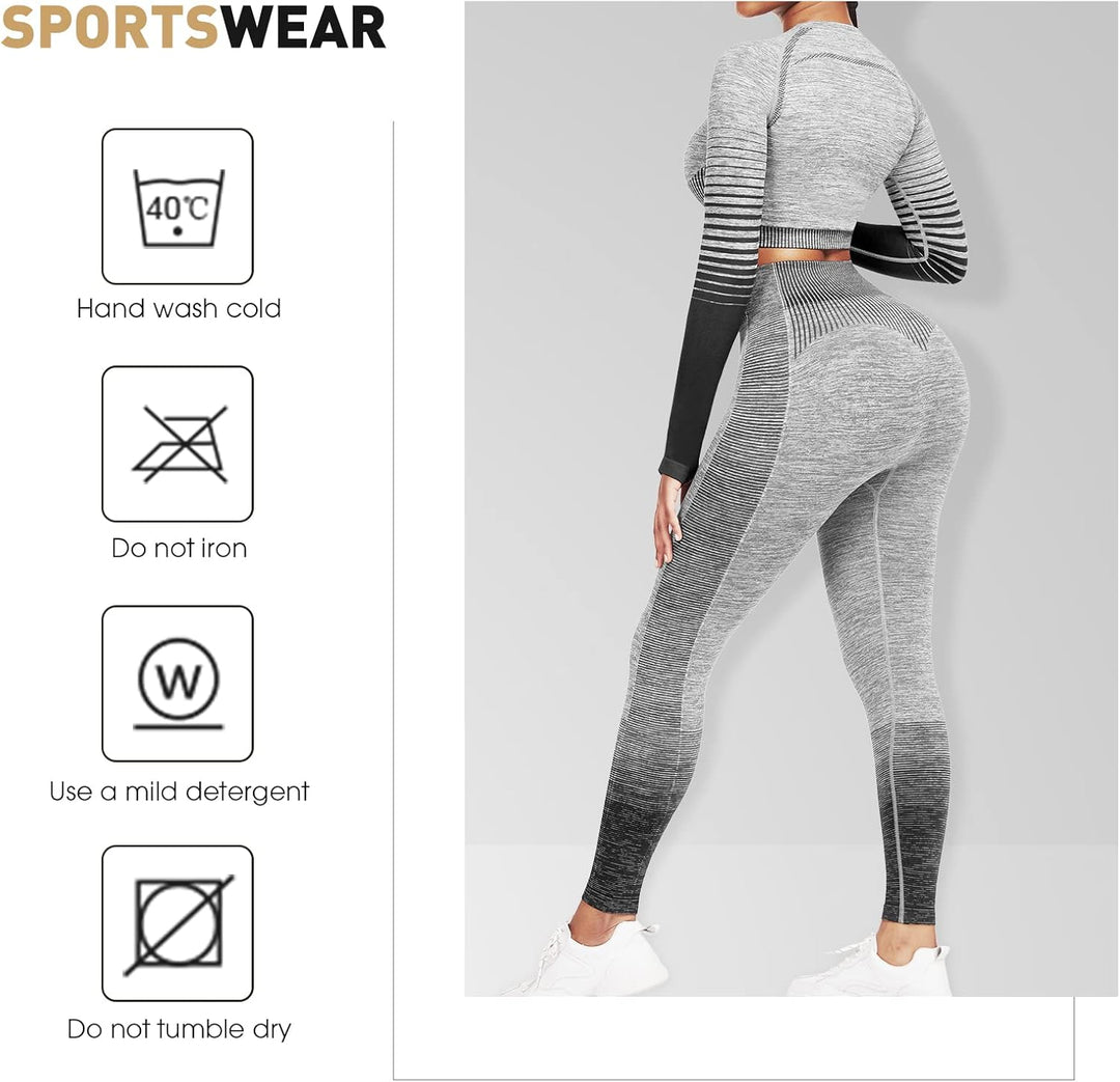 Comfortable Yoga Set - SparkFit-Long Sleeve Black-S-Nora Luxe