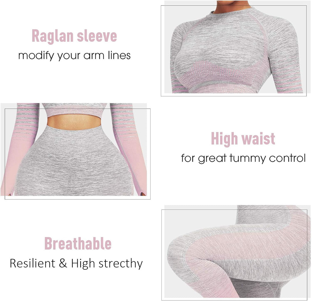 Comfortable Yoga Set - SparkFit-Long Sleeve Black-S-Nora Luxe