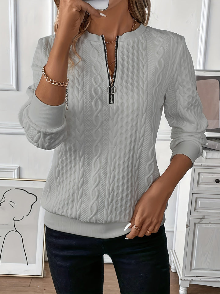 Comfortable Zip Jumper for Women - Ella-Gray-S-Nora Luxe