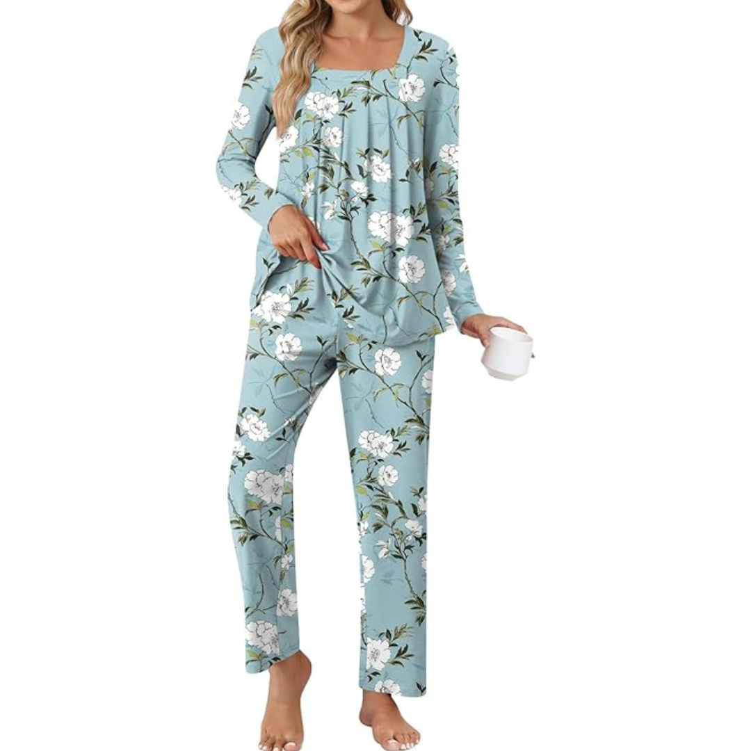 Comfy 2-Piece Lounge Pajama with Pockets - Laetitia-Blue Begonia-M-Nora Luxe