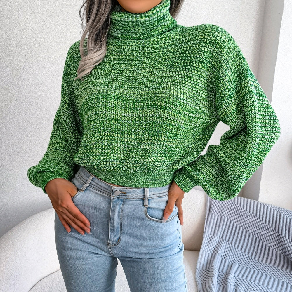 Comfy Knitted Turtleneck - Emilia-Green-S-Nora Luxe