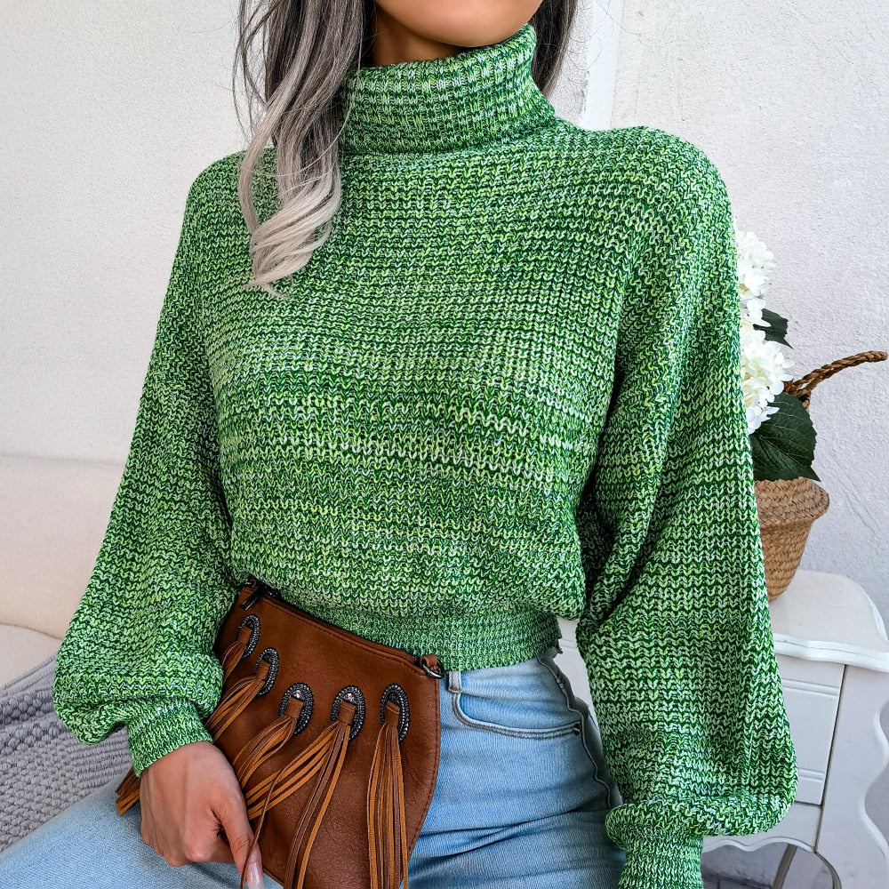 Comfy Knitted Turtleneck - Emilia-Green-S-Nora Luxe