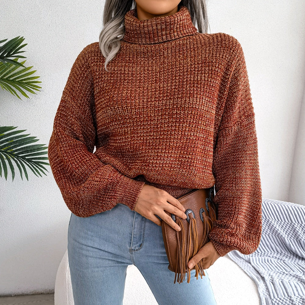 Comfy Knitted Turtleneck - Emilia-Orange-S-Nora Luxe
