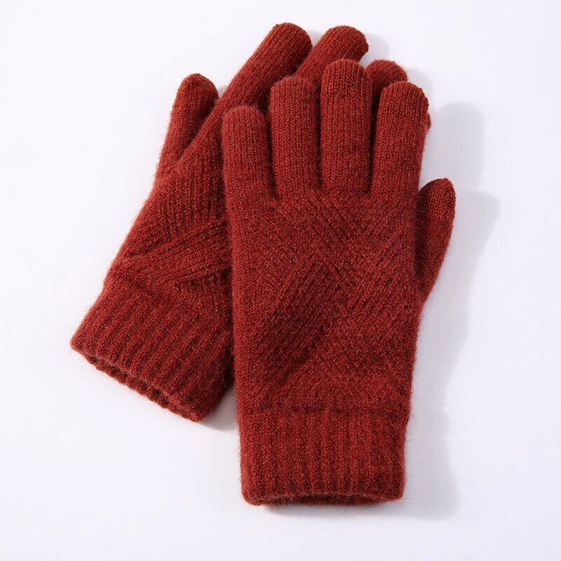 Comfy Knitted Women's Gloves - Isabelle-Bordeaux-Nora Luxe