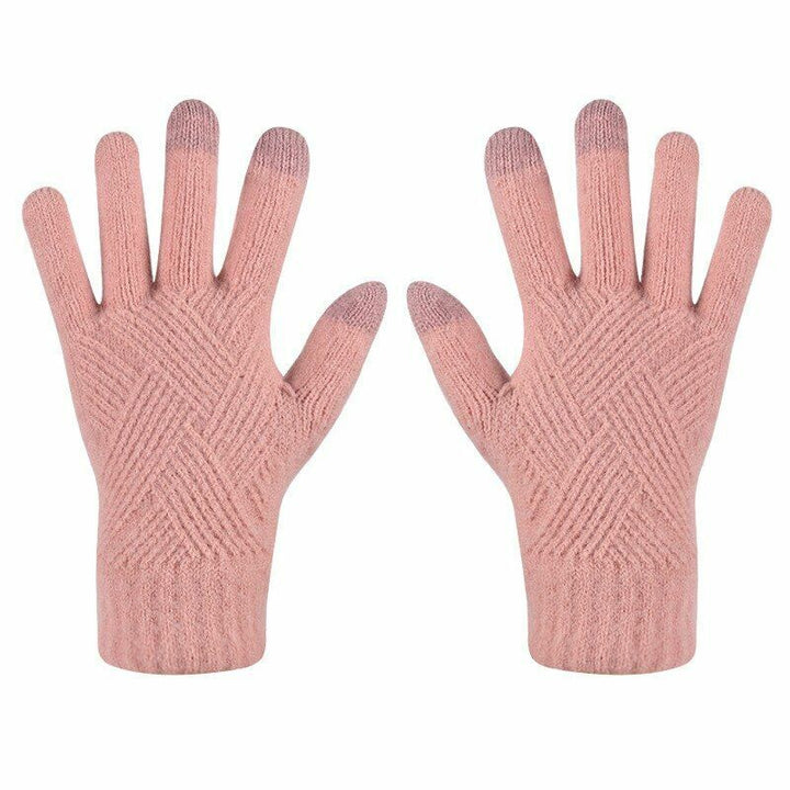 Comfy Knitted Women's Gloves - Isabelle-Coral Red-Nora Luxe