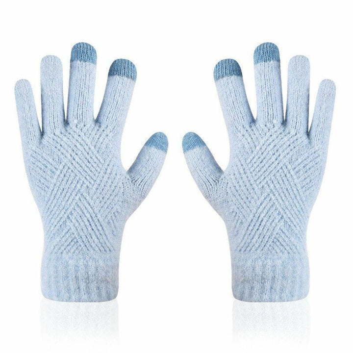 Comfy Knitted Women's Gloves - Isabelle-Light Blue-Nora Luxe