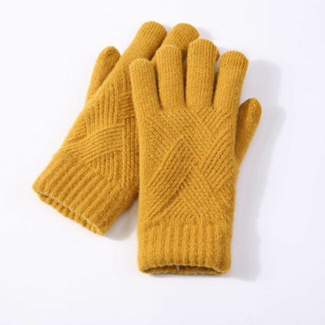 Comfy Knitted Women's Gloves - Isabelle-Yellow-Nora Luxe