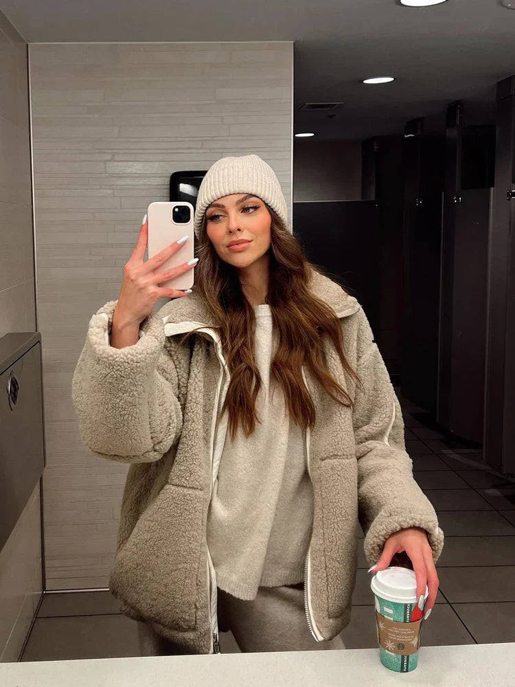 Comfy Teddy Coat - Mila-Light Brown-S-Nora Luxe