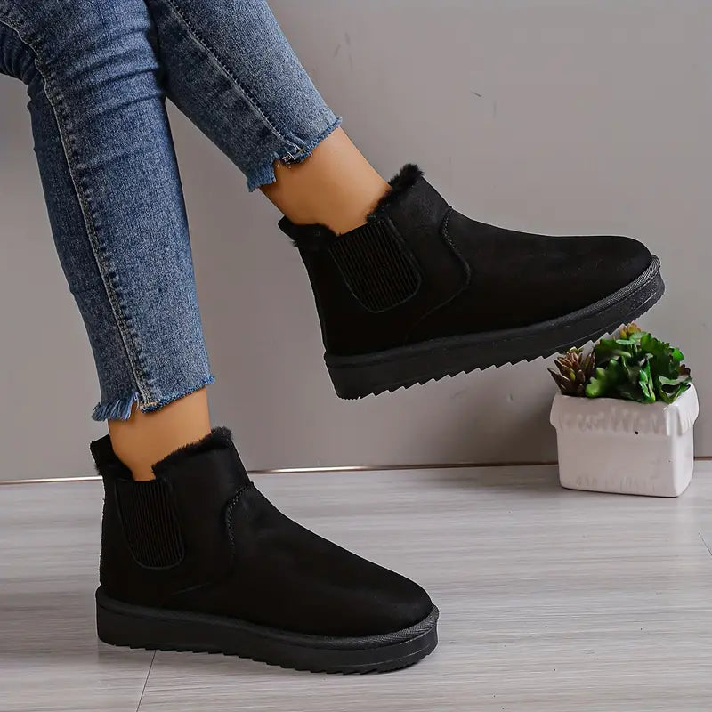 Comfy Thermal Slip-on Snow Boots - Sofia-Black-4.0-Nora Luxe