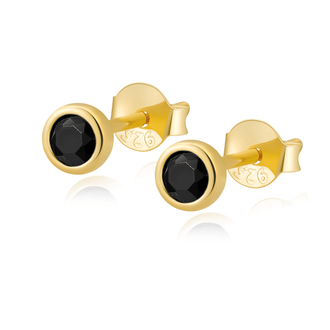 Compact Circle Earrings - Amira-Gold-Black-Nora Luxe