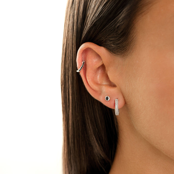 Compact Circle Earrings - Amira-Gold-White-Nora Luxe