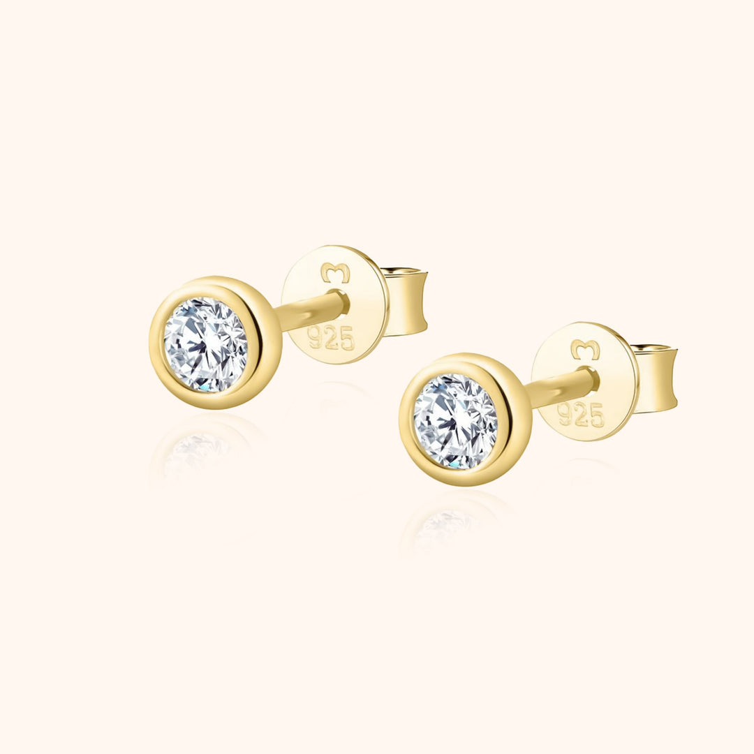 Compact Circle Earrings - Amira-Gold-White-Nora Luxe