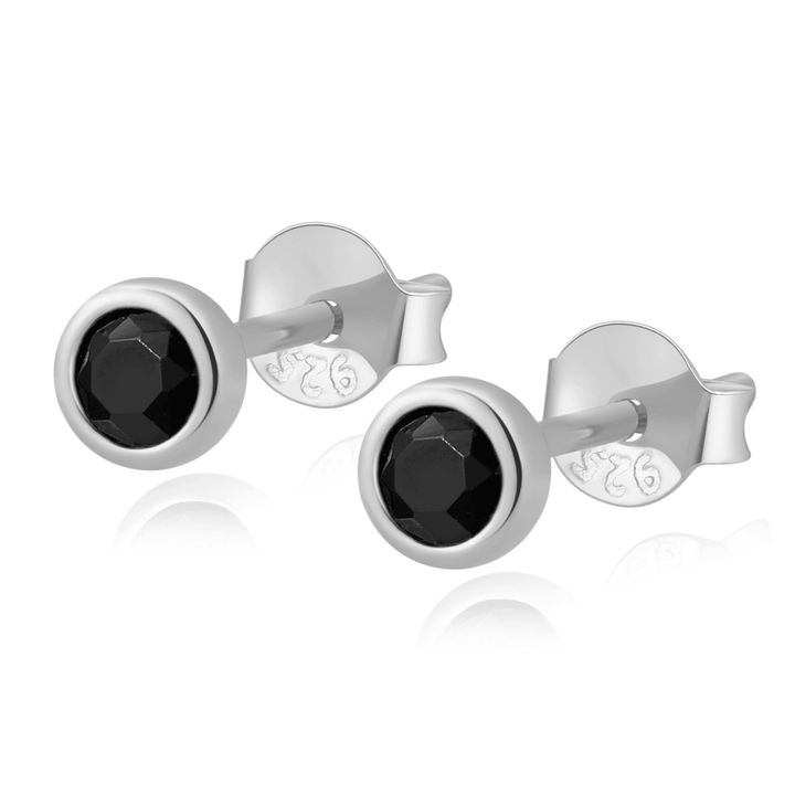 Compact Circle Earrings - Amira-Silver-Black-Nora Luxe