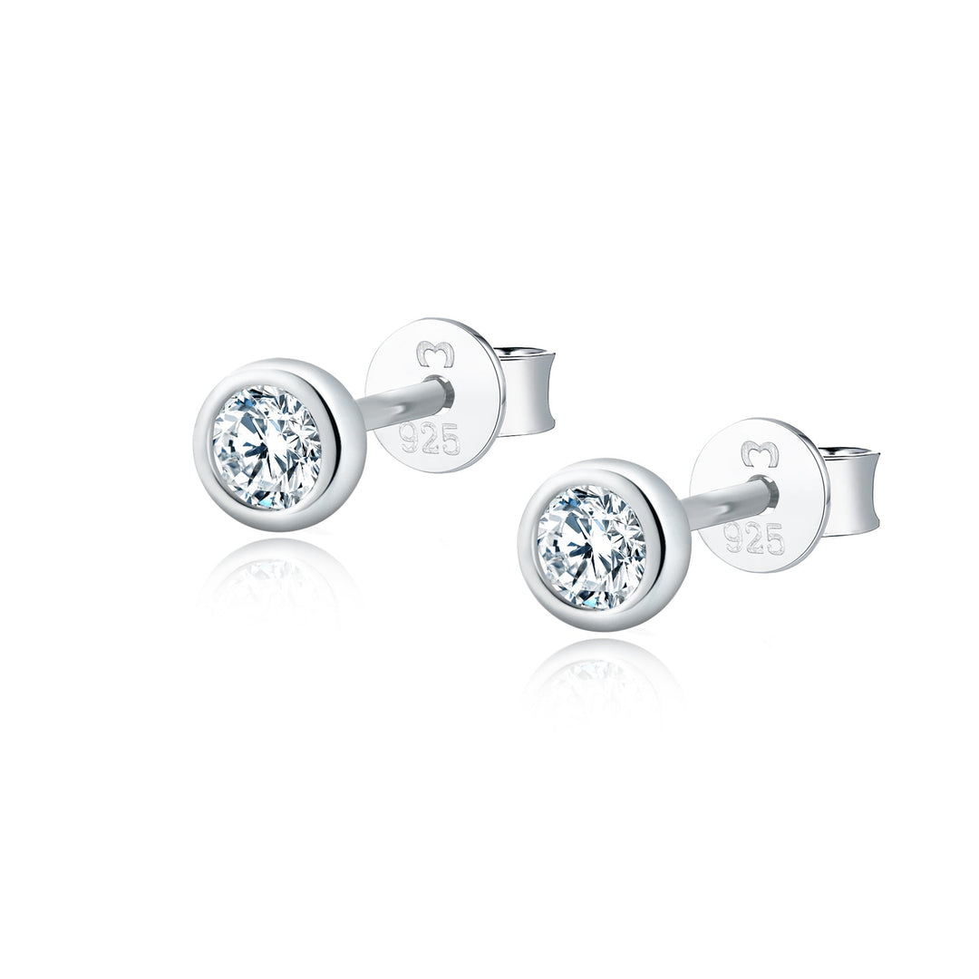 Compact Circle Earrings - Amira-Silver-White-Nora Luxe