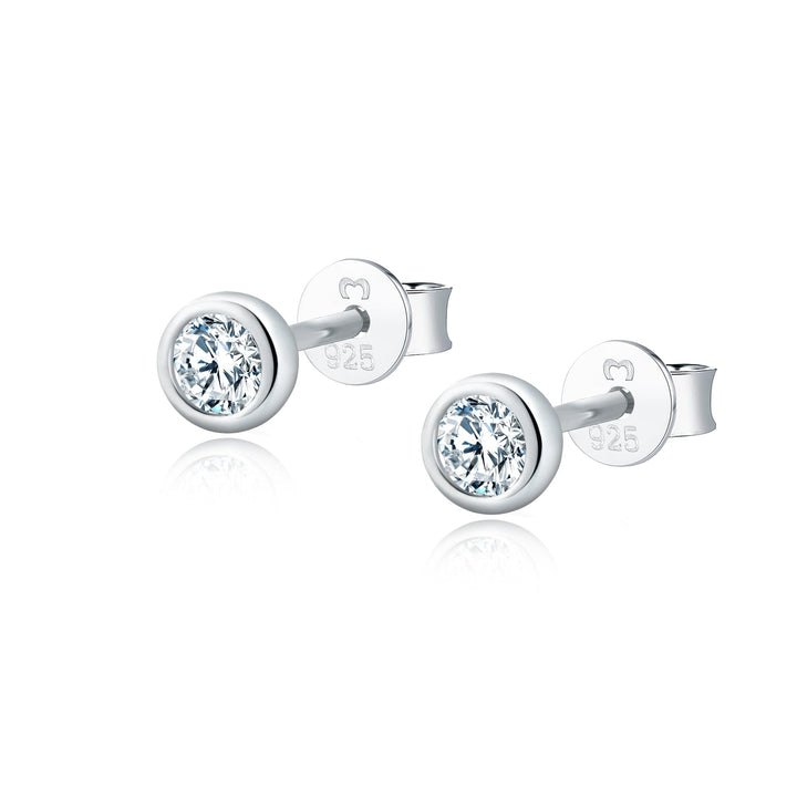 Compact Circle Earrings - Amira-Silver-White-Nora Luxe