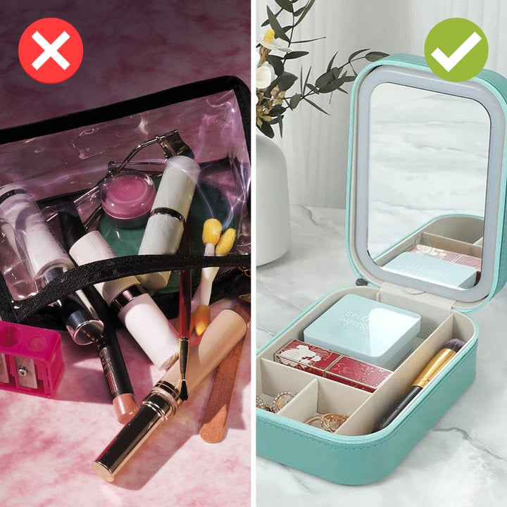 Compact Illuminated Makeup Organizer for Travel - Liora-Green-The Livary