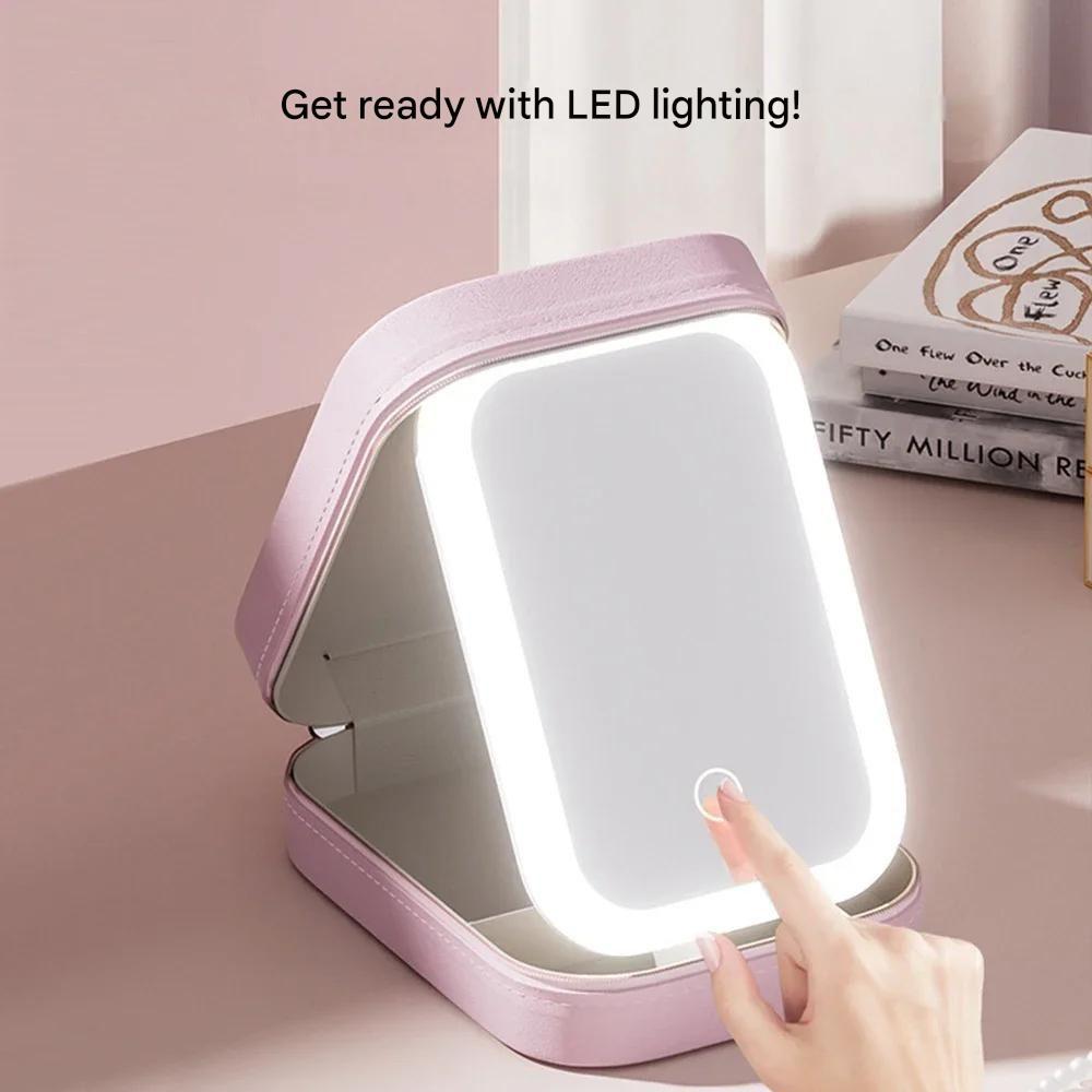 Compact Illuminated Makeup Organizer for Travel - Liora-Green-The Livary
