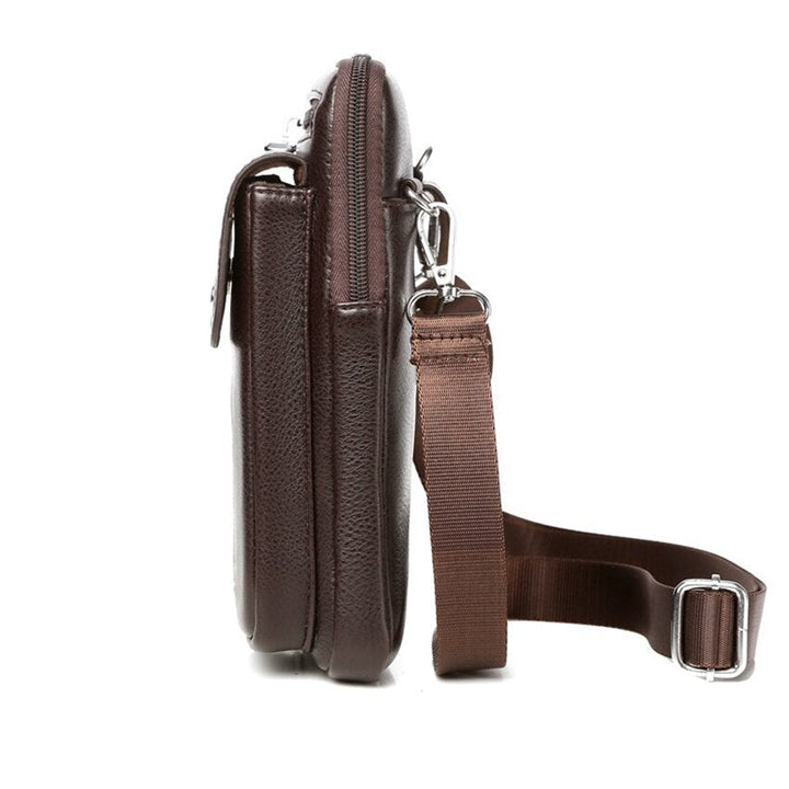 Compact PU Leather Crossbody Bag for Men with Adjustable Strap