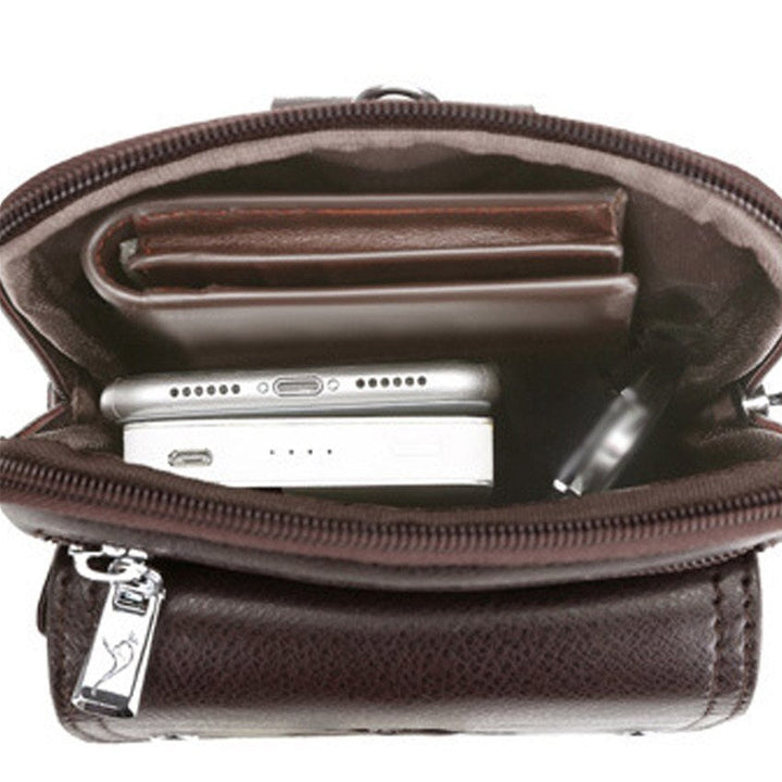 Compact PU Leather Crossbody Bag for Men with Adjustable Strap