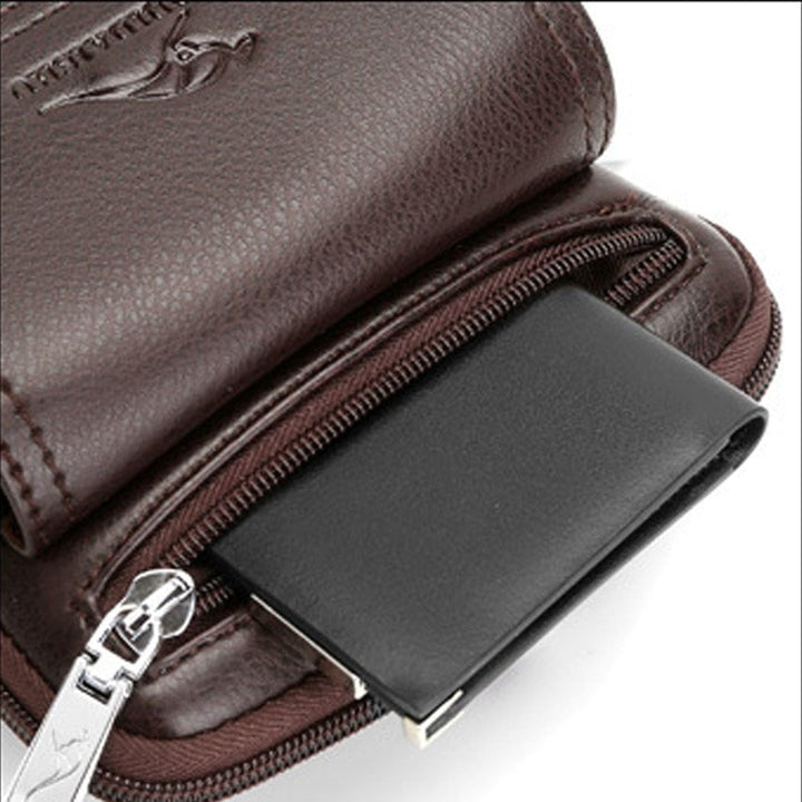 Compact PU Leather Crossbody Bag for Men with Adjustable Strap