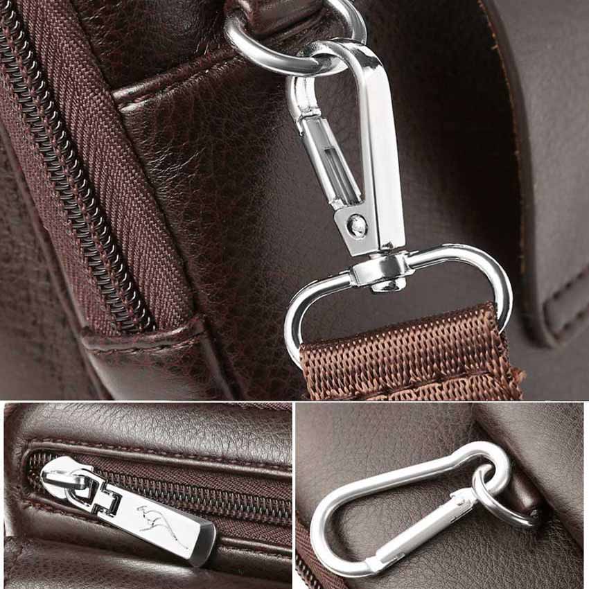 Compact PU Leather Crossbody Bag for Men with Adjustable Strap